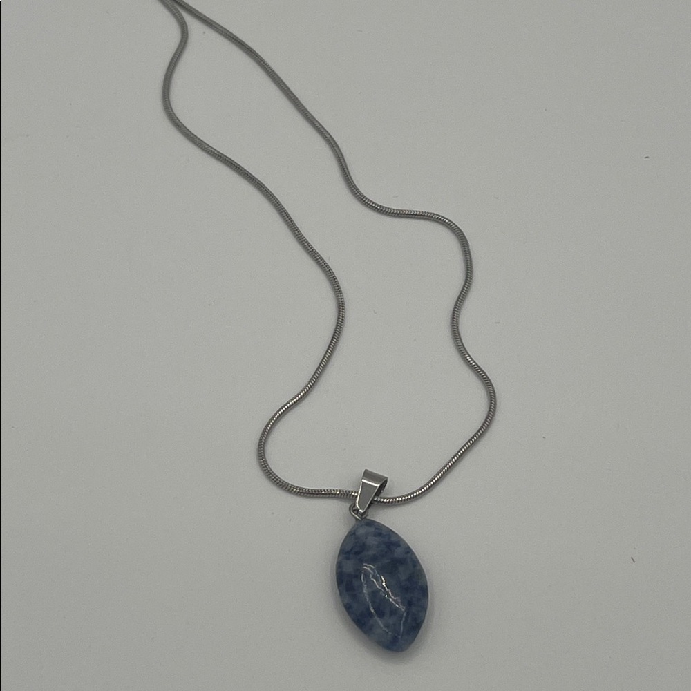 Elegant Silver and Blue Sodalite Pendant Necklace
